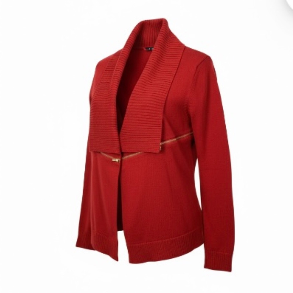 *New International Concepts Open Knit Cardigan Sweater Women Plus XXL Red Zipper